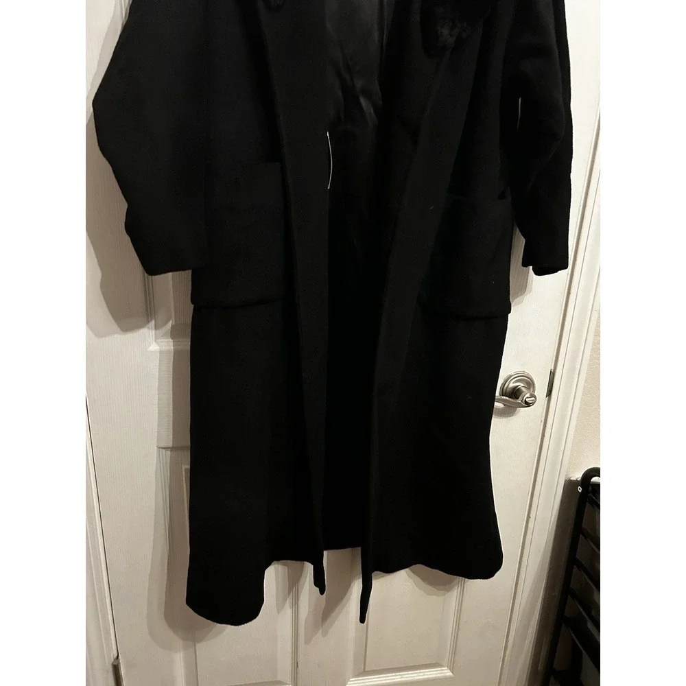 VTG Women's Full Length Wool‎ Coat Fur Collar Pockets Overcoat Fenway Union Made